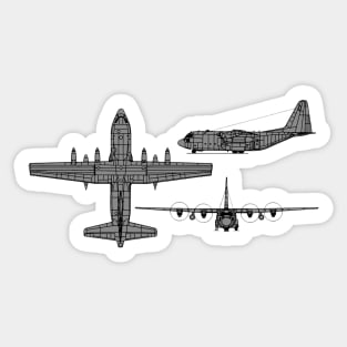 C-130 Hercules Tri-View Sticker